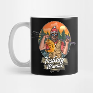 fishing maniac illustration Mug